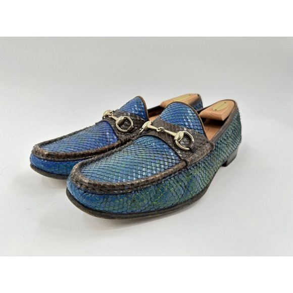 Gucci horsebit Green & Blue Phyton Leather Size 44.5 - Picture 2 of 12
